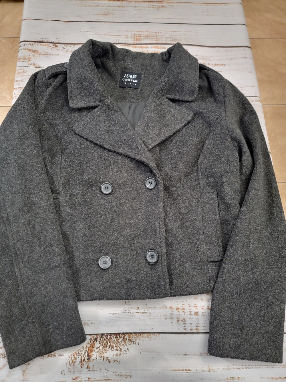 Ashley By 26 International Women's Double-Breasted Peacoat - Charcoal